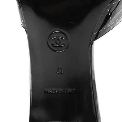 Chanel Patent Printed Mule Sandals 41 Black 4 of 8