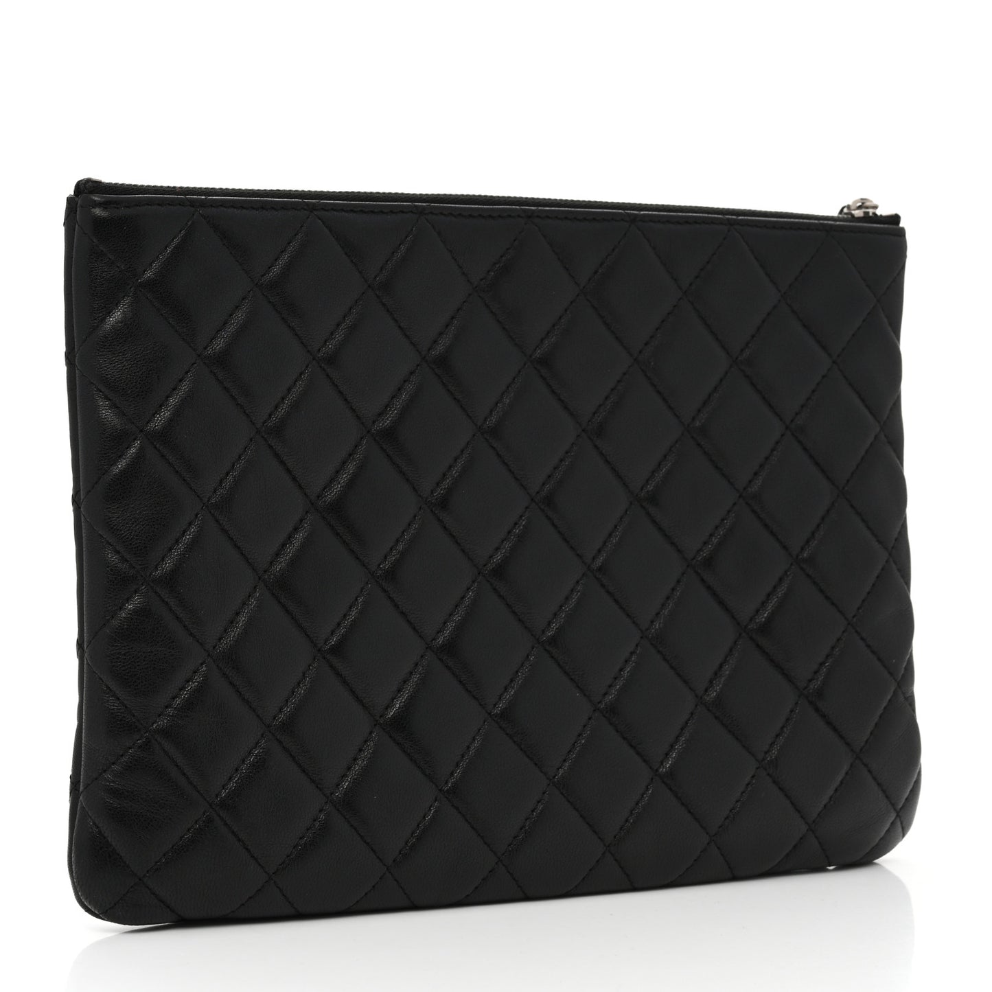 Lambskin Quilted Medium Cosmetic Case Black