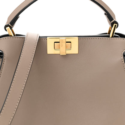 Fendi Vitello Tahiti Burro Medium Peekaboo Iconic Essentially Satchel Tortora Black 9 of 11