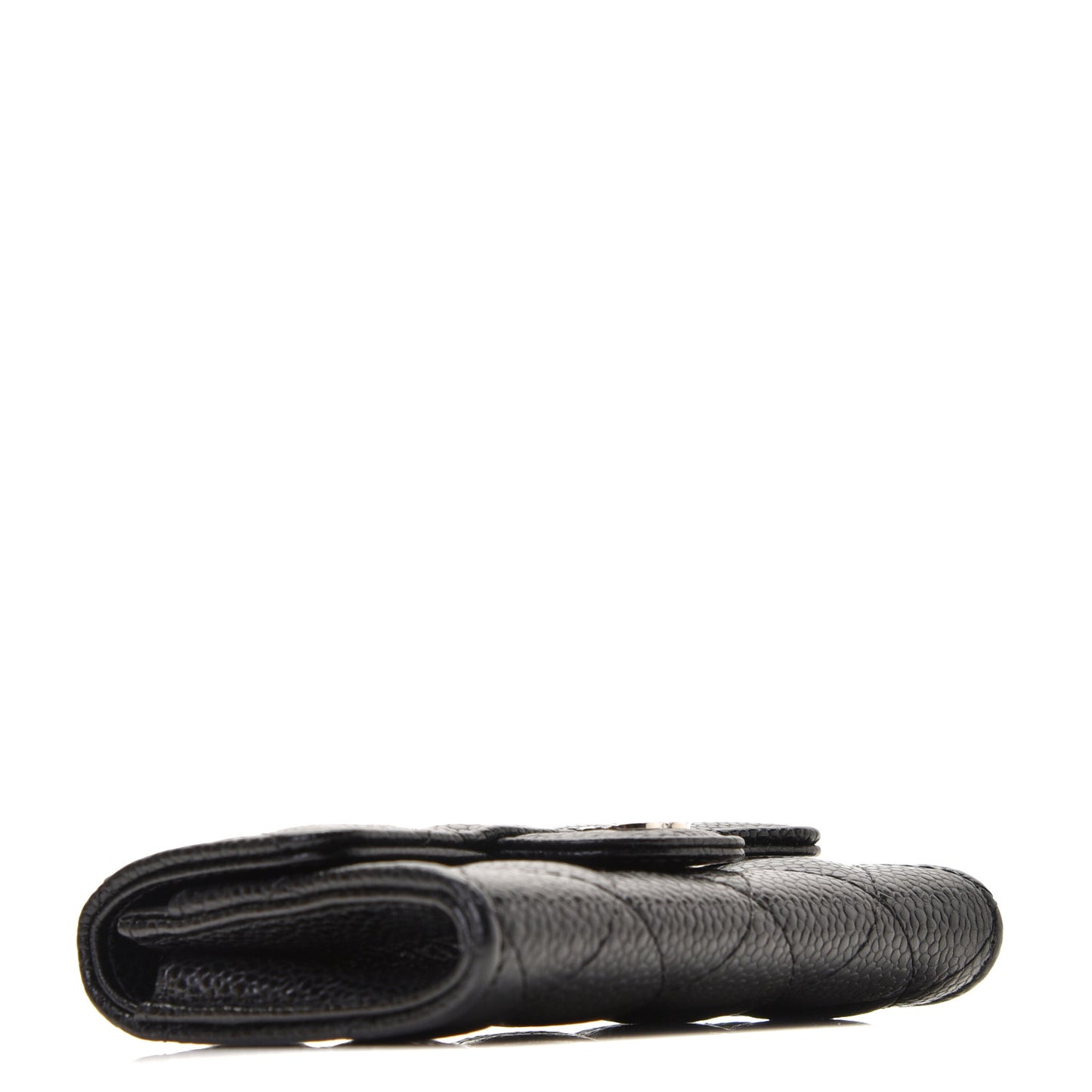 Caviar Quilted Flap Card Holder Black