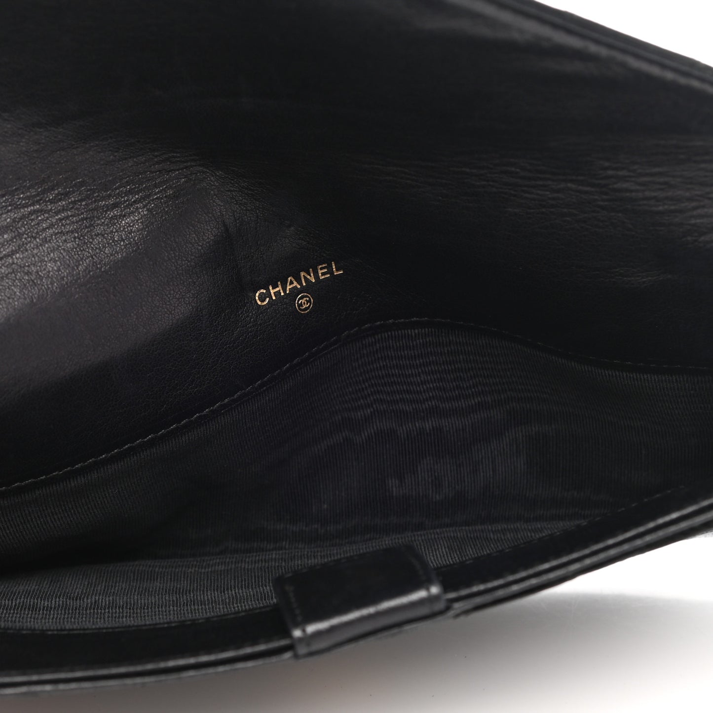 Lambskin Diamond Stitched Envelope Long Flap Wallet Black