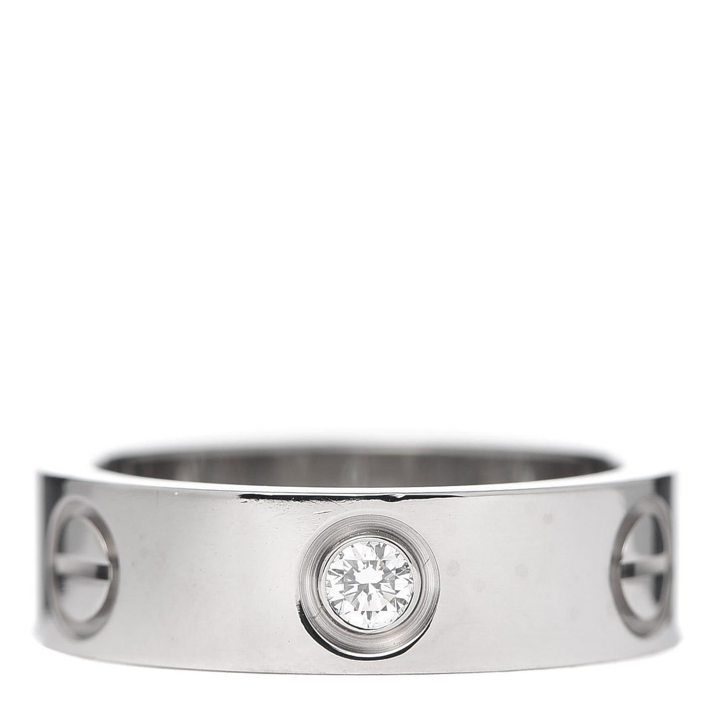 18K White Gold 3 Diamond 5.5mm LOVE Ring 51 5.75