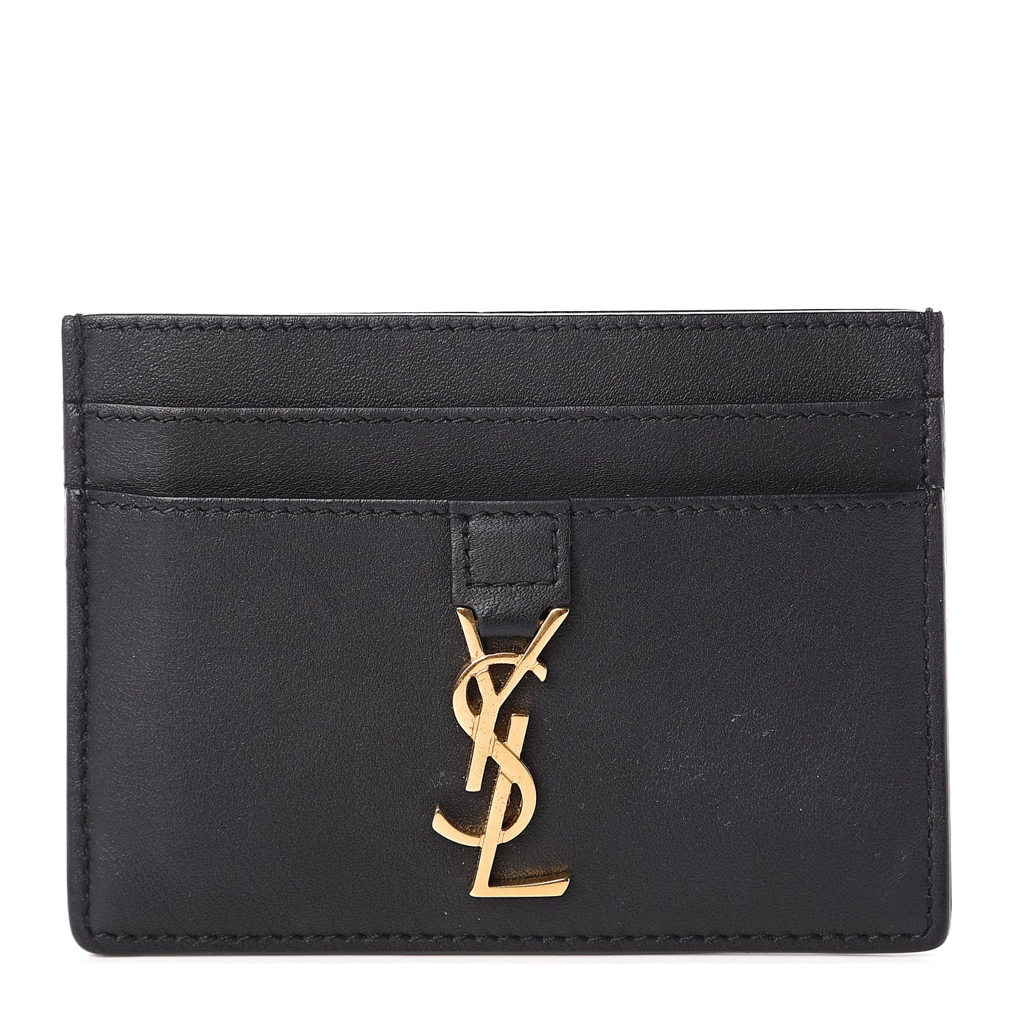 Calfskin Monogram Credit Card Case Black