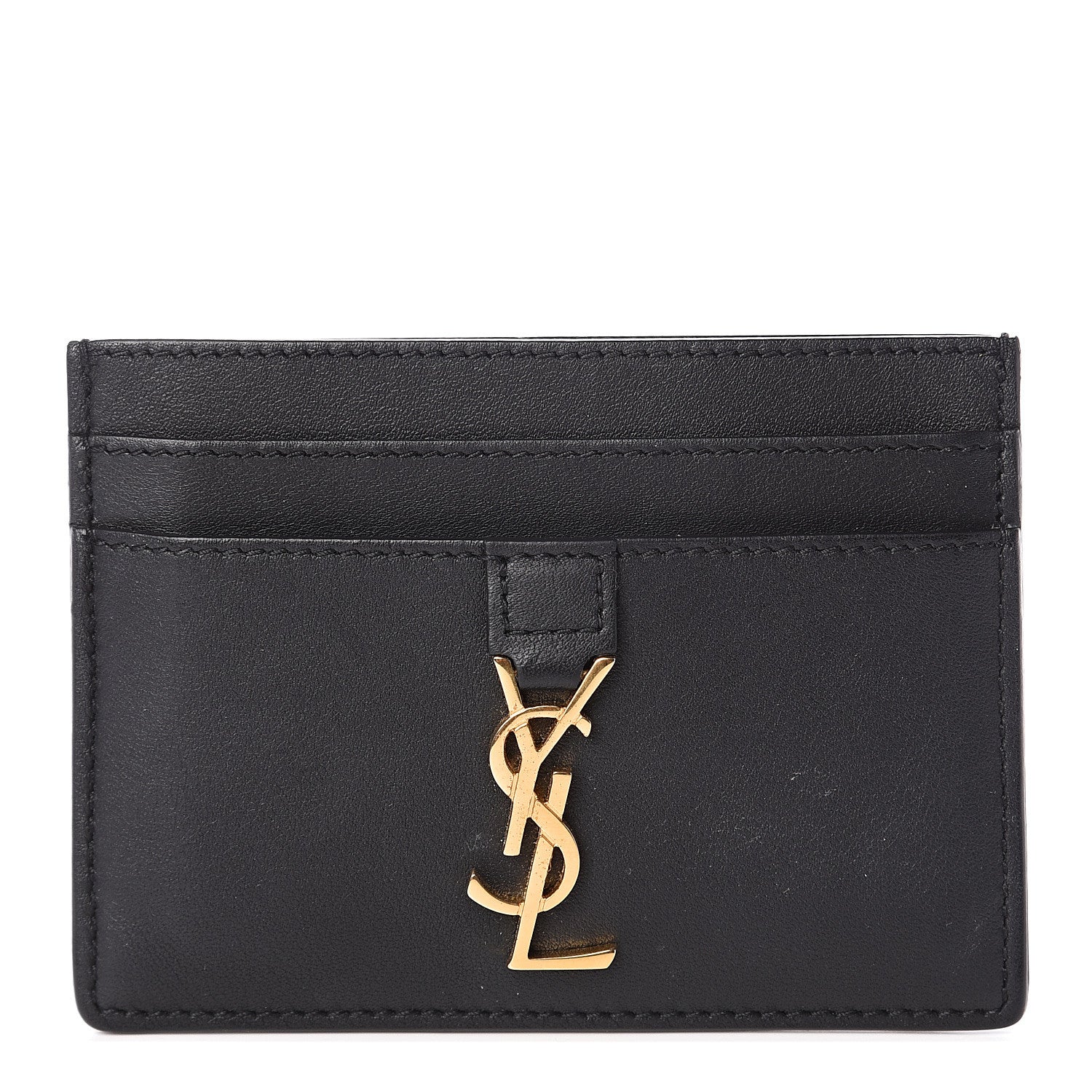 Saint Laurent Calfskin Monogram Credit Card Case Black 1 of 6