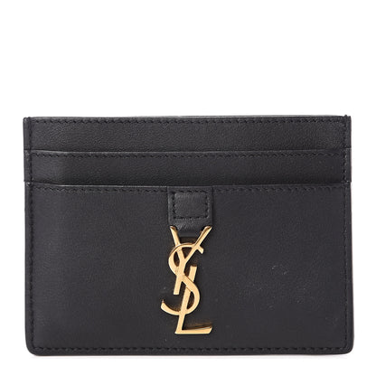 Saint Laurent Calfskin Monogram Credit Card Case Black 1 of 6