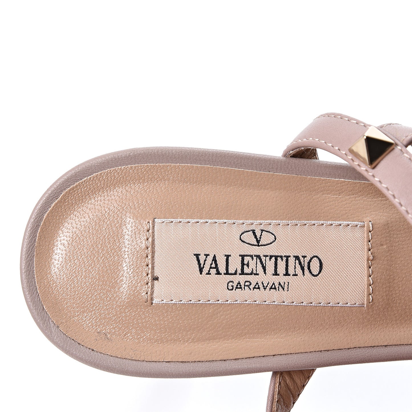 Calfskin Nappa Rockstud Gladiator 70mm Sandals 37 Poudre