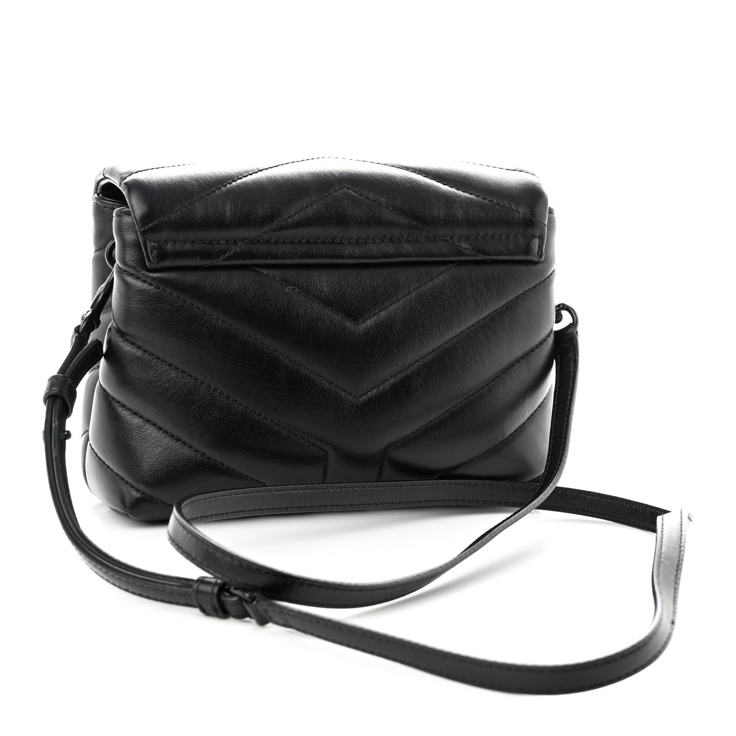 Calfskin Y Quilted Monogram Monochrome Toy Loulou Crossbody Bag Black