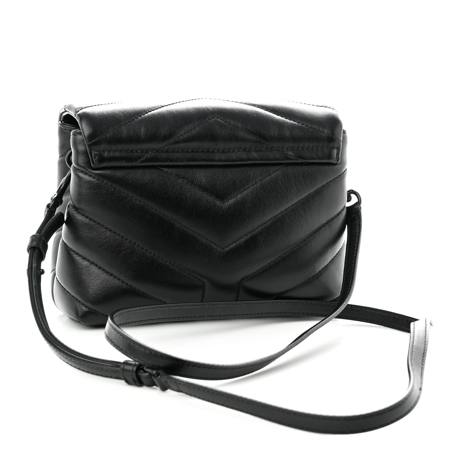 Saint Laurent Calfskin Y Quilted Monogram Monochrome Toy Loulou Crossbody Bag Black 3 of 12