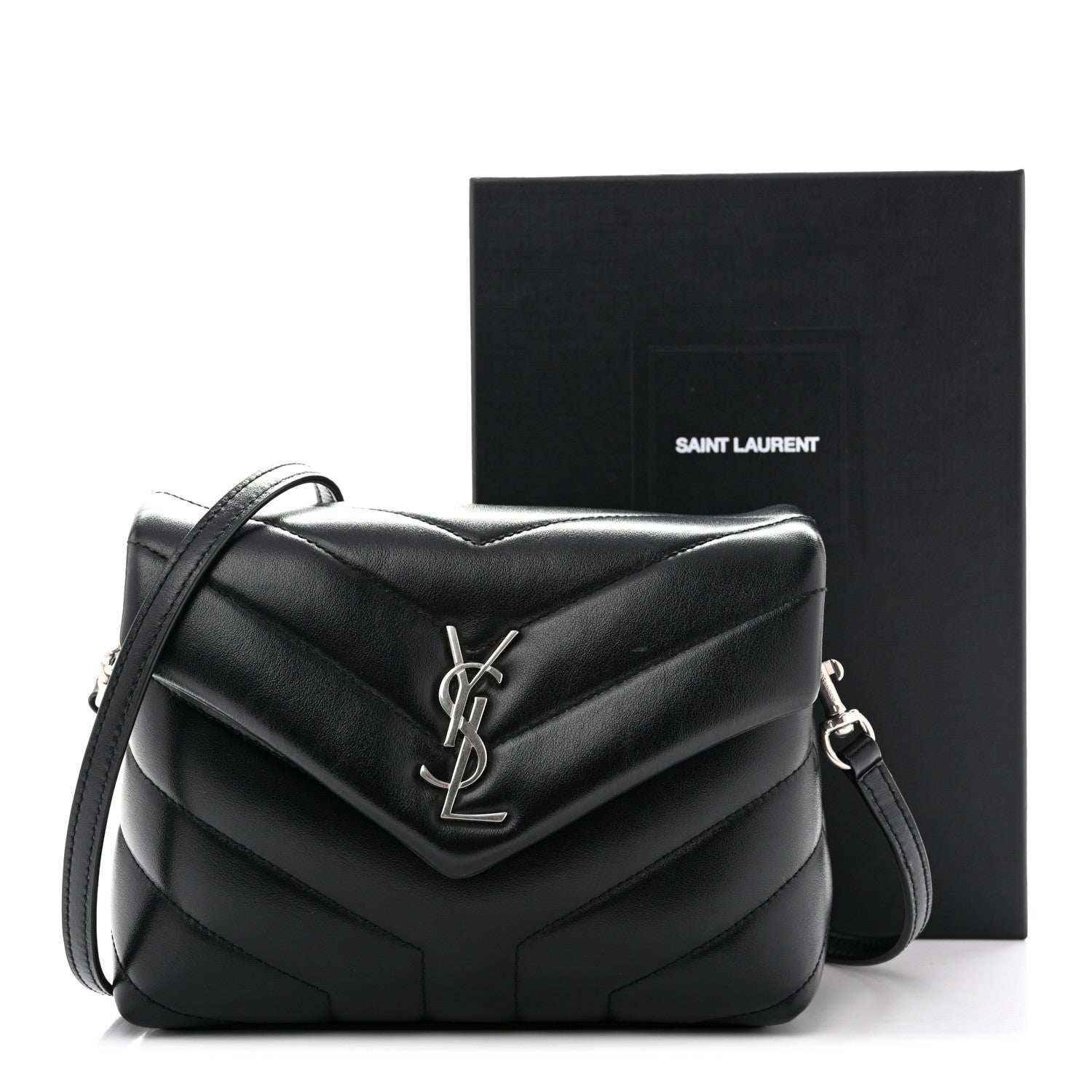 Saint Laurent Calfskin Y Quilted Monogram Toy Loulou Crossbody Bag Black 13 of 13