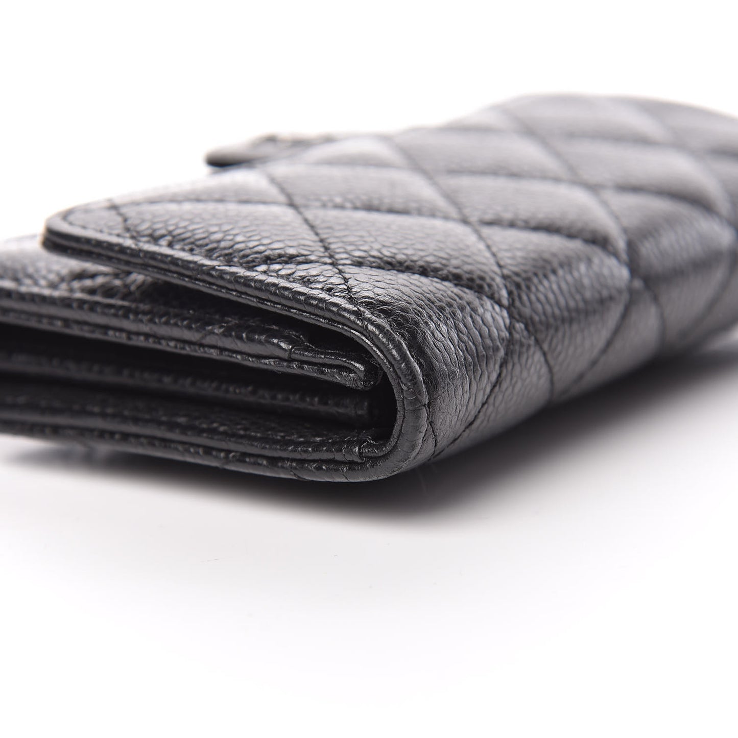 Caviar Quilted Small Flap Wallet Black