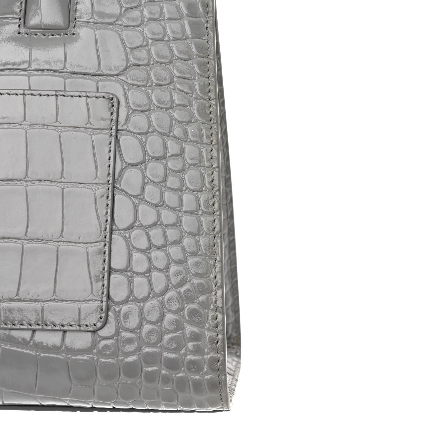 Burberry Crocodile Embossed Calfskin Mini Frances Tote Cloud Grey 10 of 11
