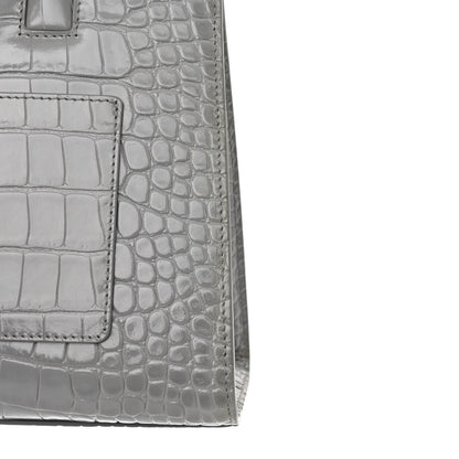 Burberry Crocodile Embossed Calfskin Mini Frances Tote Cloud Grey 10 of 11
