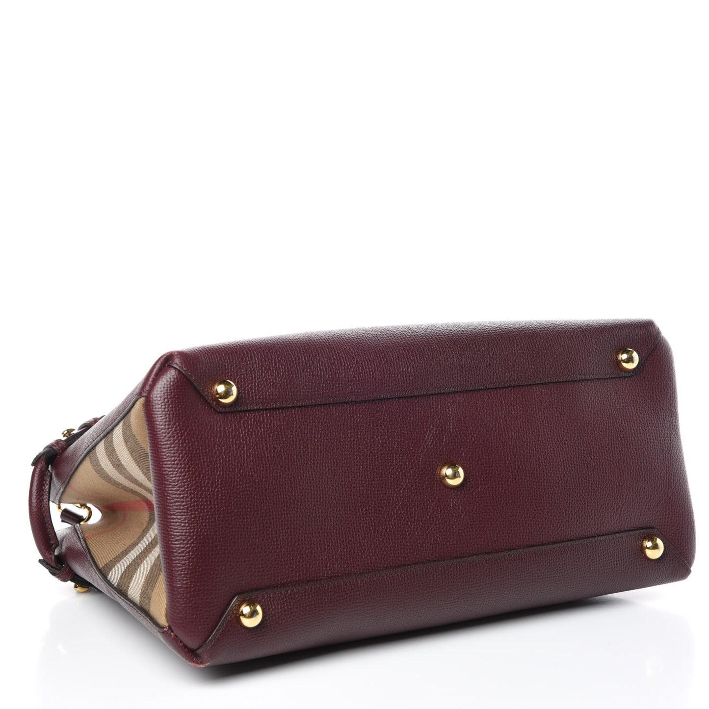 Grainy Calfskin House Check Medium Banner Tote Elderberry