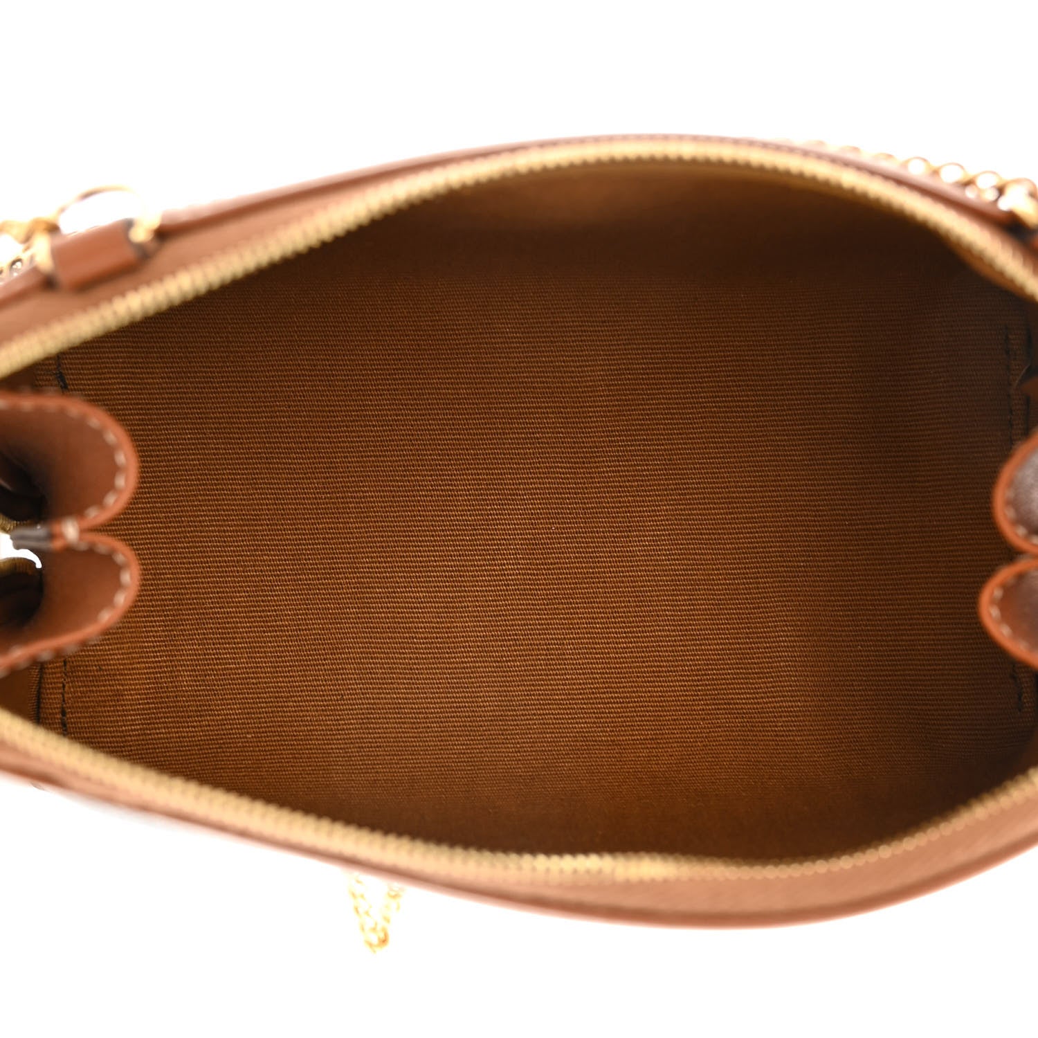Celine Triomphe Canvas Lambskin Clutch On Chain Tan 5 of 11