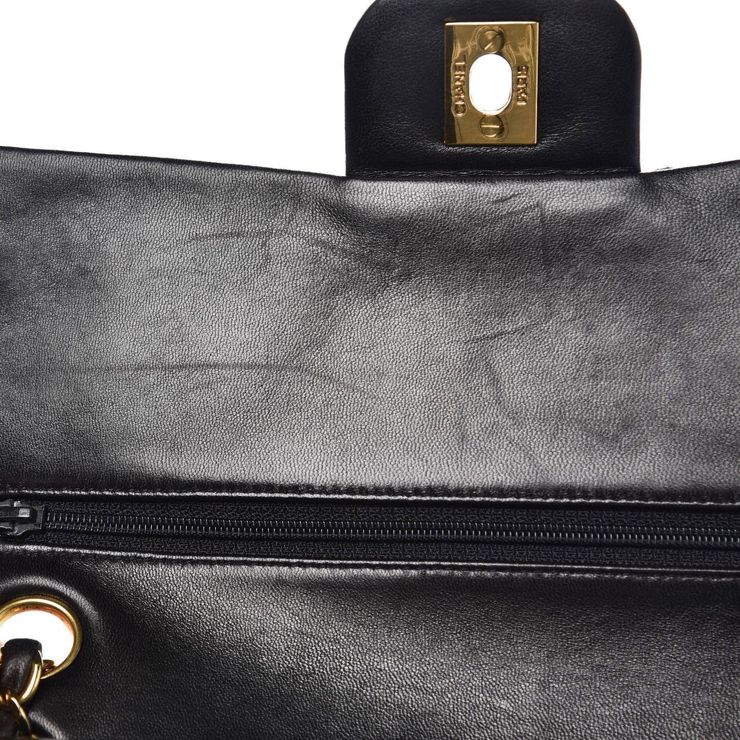 Lambskin Quilted Medium Double Flap Black