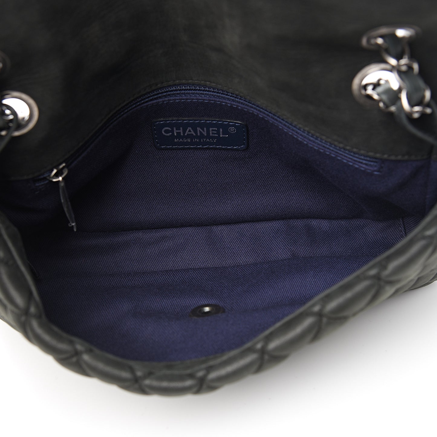 Iridescent Calfskin Small New Bubble Quilt Flap Black