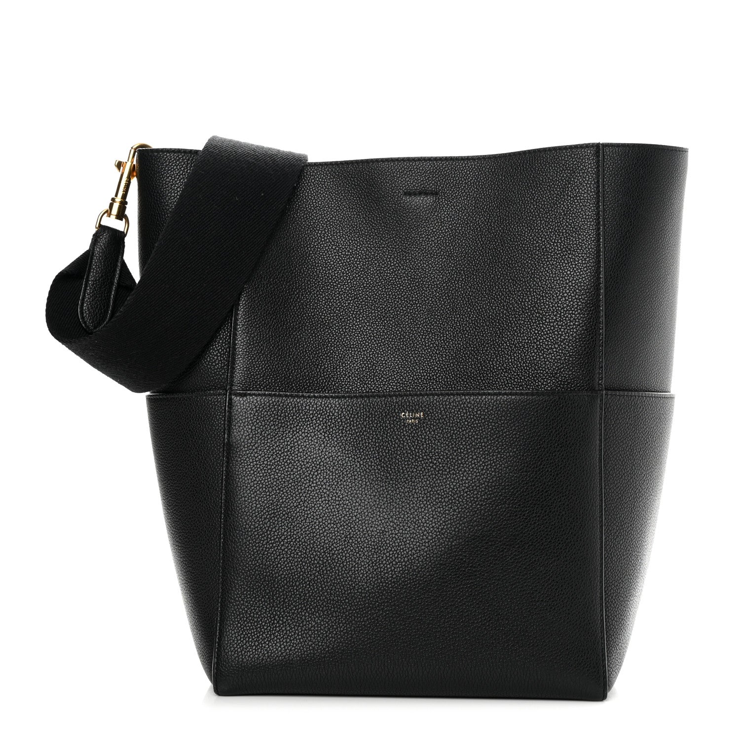 Celine Soft Grained Calfskin Sangle Bucket Bag Black 1 of 13