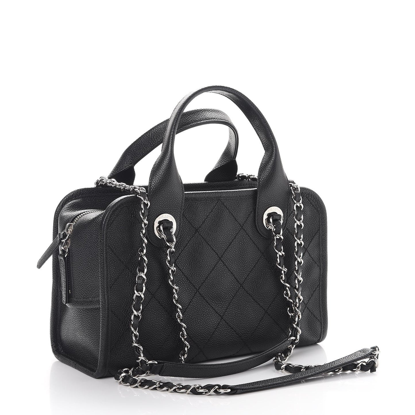 Caviar Quilted Small Deauville Bowling Bag Black