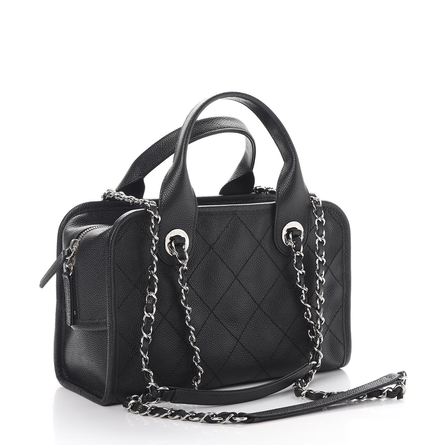 Chanel Caviar Quilted Small Deauville Bowling Bag Black 3 of 7