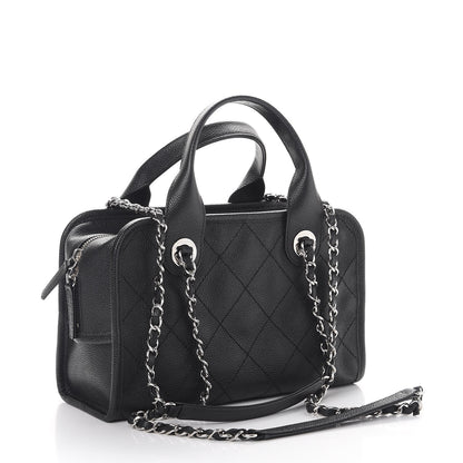 Chanel Caviar Quilted Small Deauville Bowling Bag Black 3 of 7