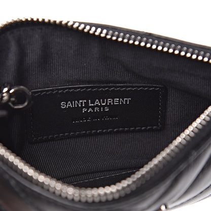 Saint Laurent Calfskin Matelasse Monogram Key Pouch Black 6 of 7