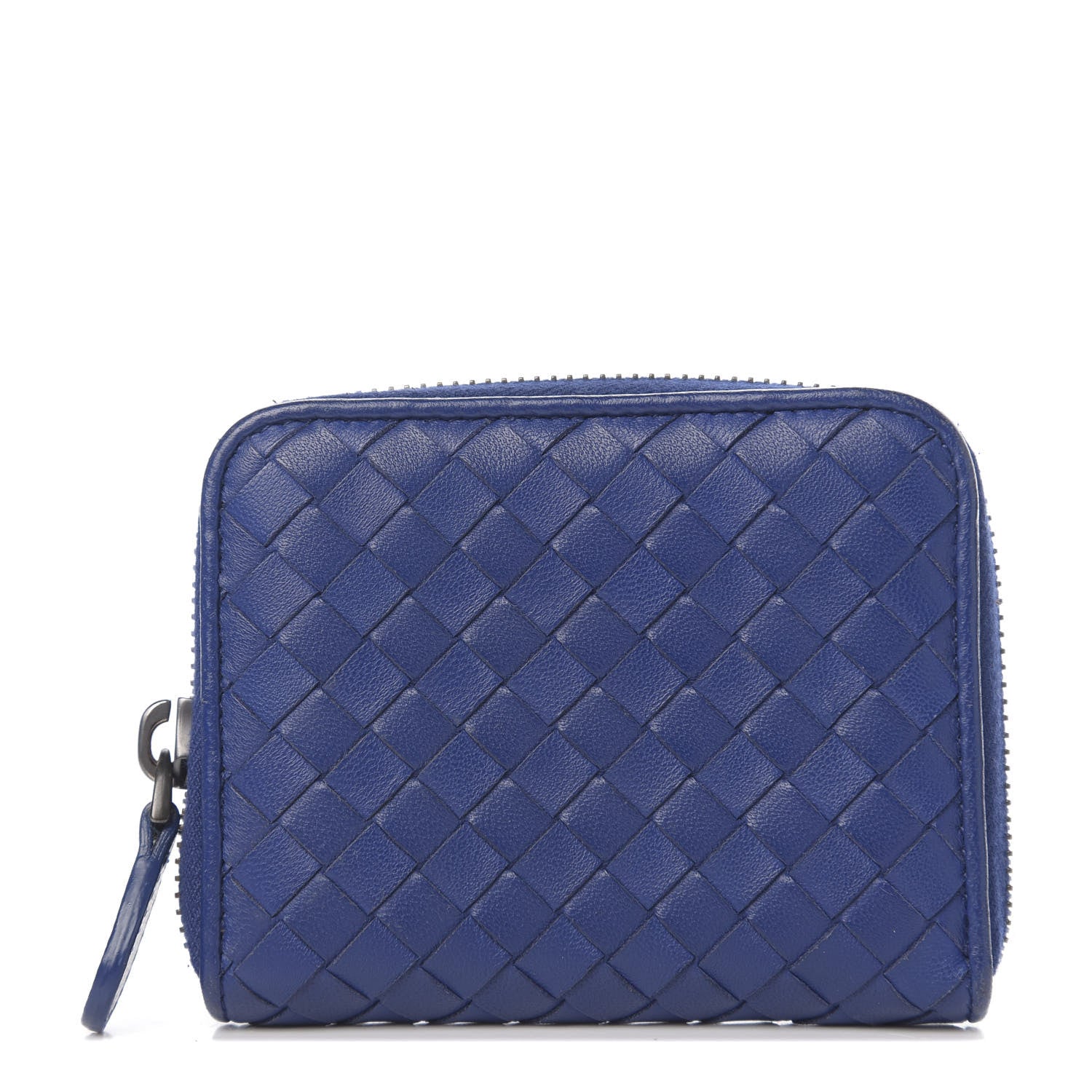 Bottega Veneta Nappa Intrecciato Zip Around Coin Purse Cobalt 1 of 6