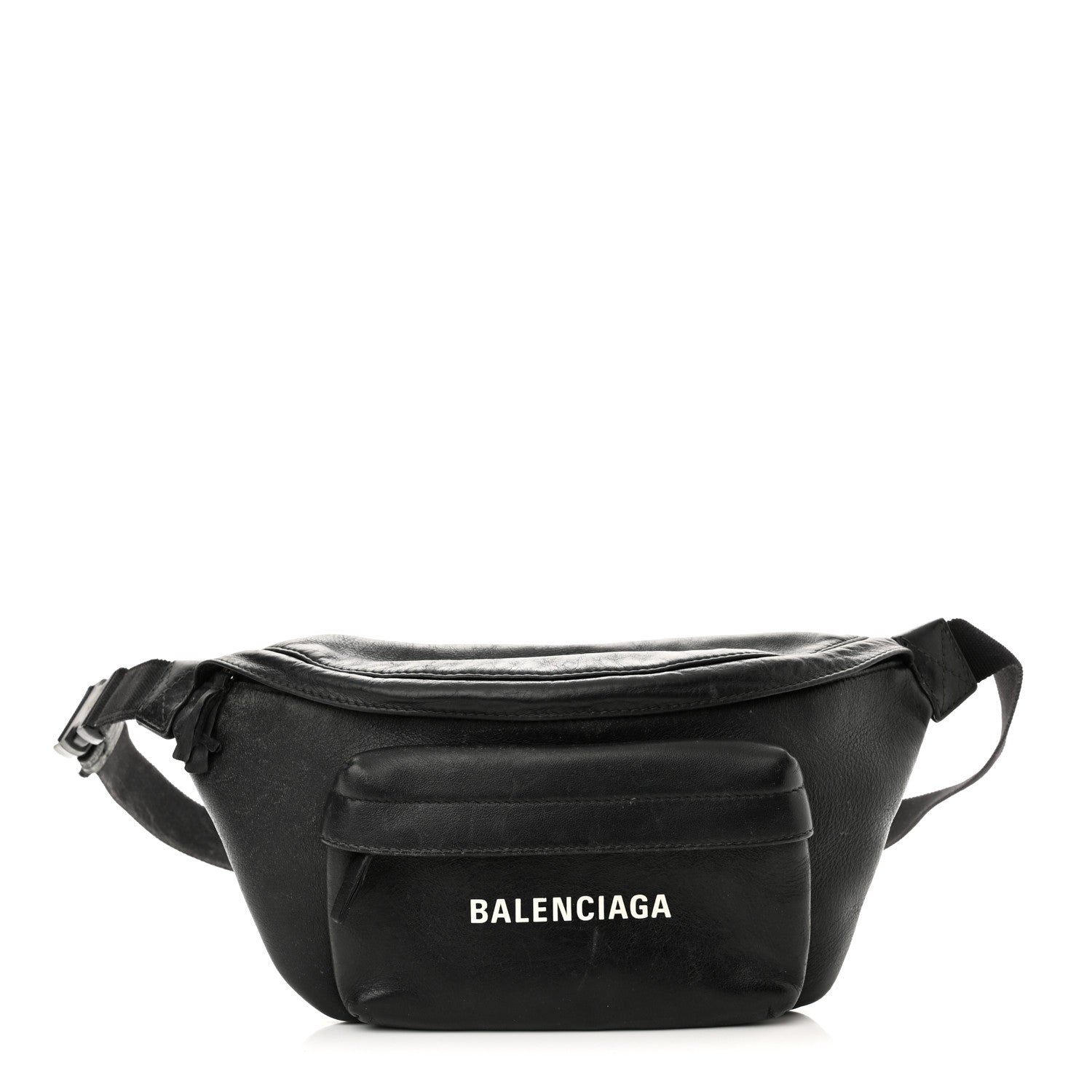 Balenciaga Smooth Calfskin Logo Large Everyday Beltpack Black White 1 of 15