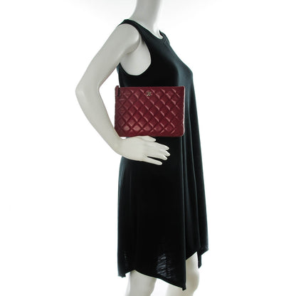 Chanel Caviar Quilted Medium Cosmetic Case Dark Red 2 of 7