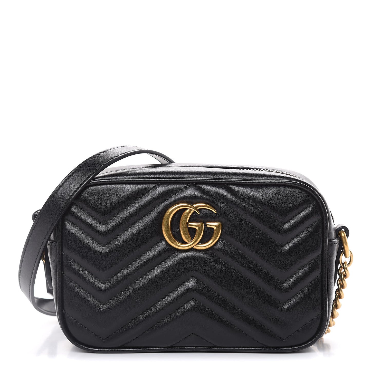 Calfskin Matelasse Mini GG Marmont Chain Shoulder Bag Black