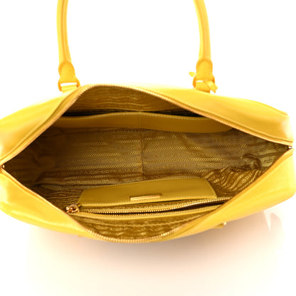 Prada Saffiano Vernice Floral Bauletto Bag Girasole 5 of 9