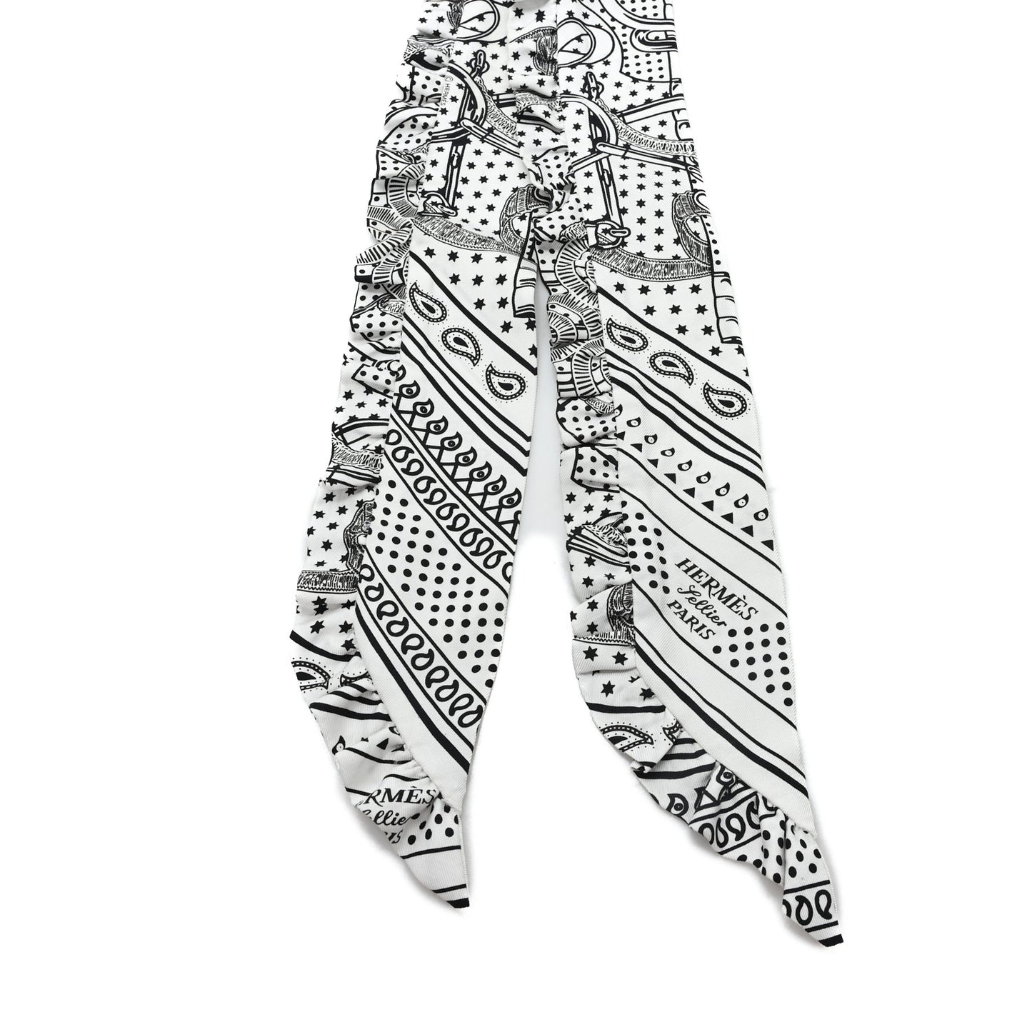 Silk Eperon d'Or Bandana Ruffle Twilly White Black
