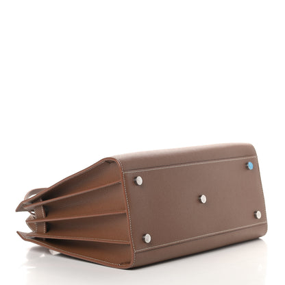 Saint Laurent Grained Calfskin Topstitch Small Classic Sac De Jour Taupe 4 of 11