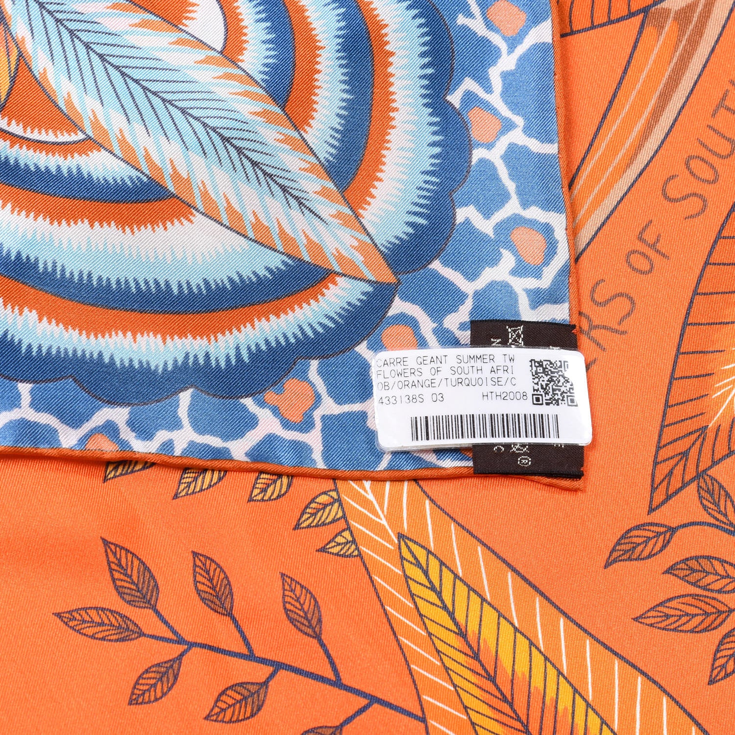 Hermes Silk Flowers of South Africa Scarf 140 Orange Turquoise Caramel 3 of 4