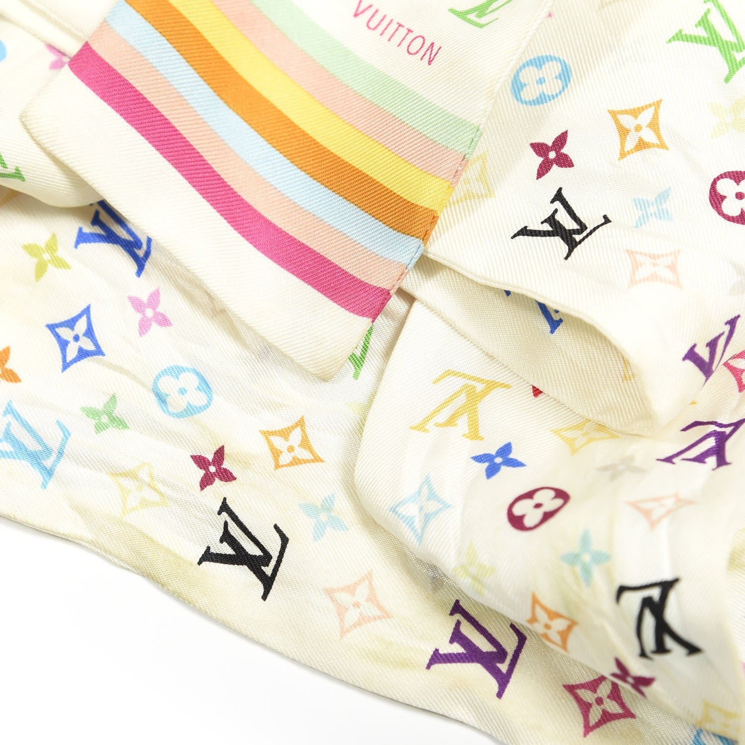 Louis Vuitton Silk Monogram Multicolor Bandeau White 3 of 3