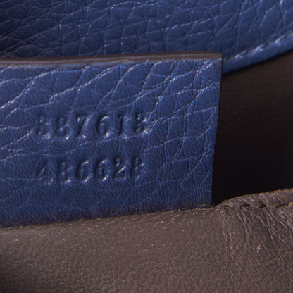 Gucci Pebbled Calfskin Miss Bamboo Bucket Bag Blue 8 of 9