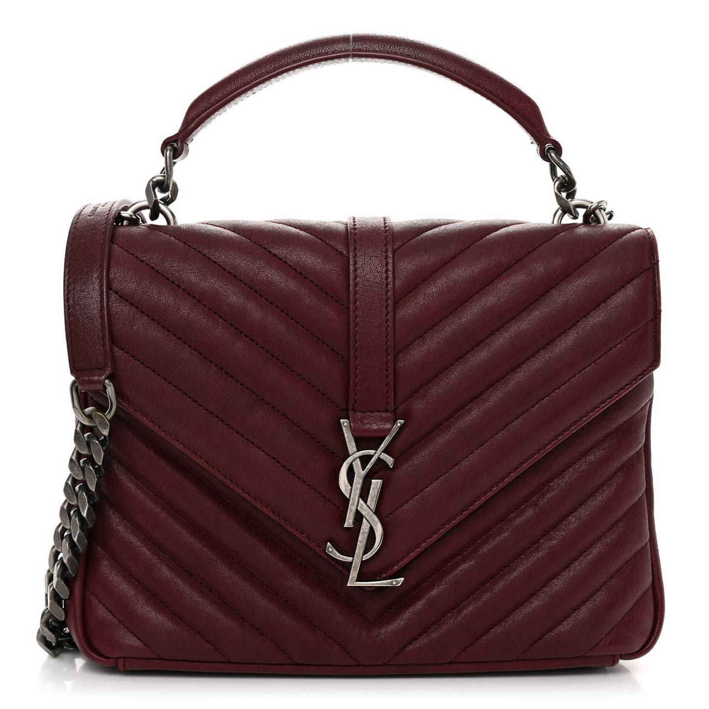 Calfskin Matelasse Chevron Monogram Medium College Bag Brick