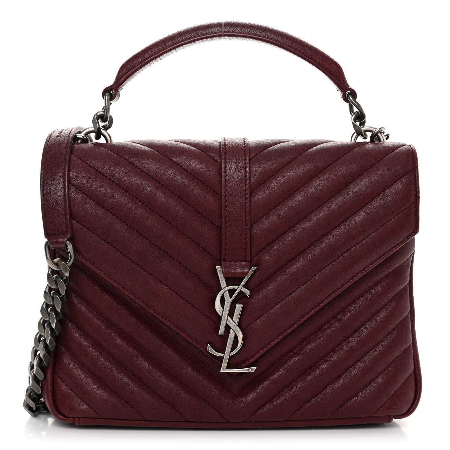 Saint Laurent Calfskin Matelasse Chevron Monogram Medium College Bag Brick 1 of 11