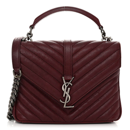 Saint Laurent Calfskin Matelasse Chevron Monogram Medium College Bag Brick 1 of 11