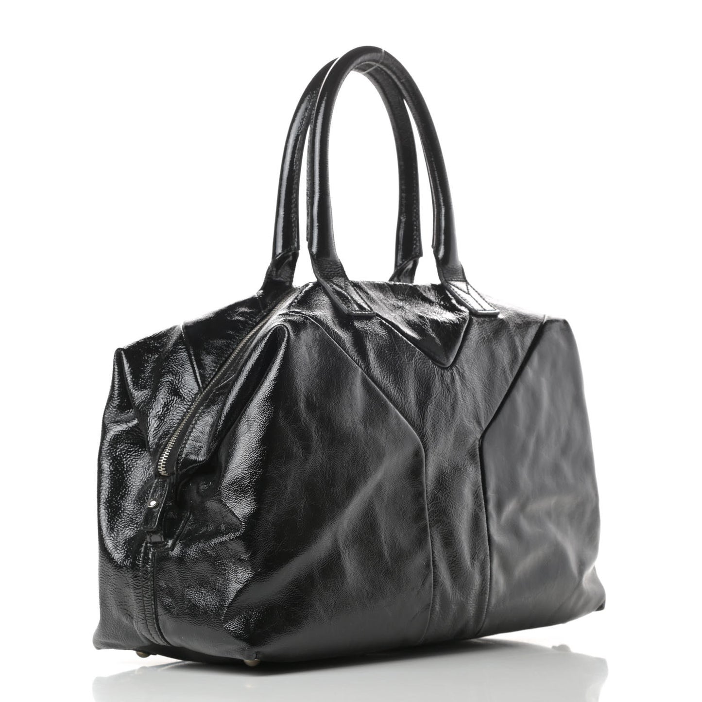 Textured Patent Medium Easy Y Bag Black