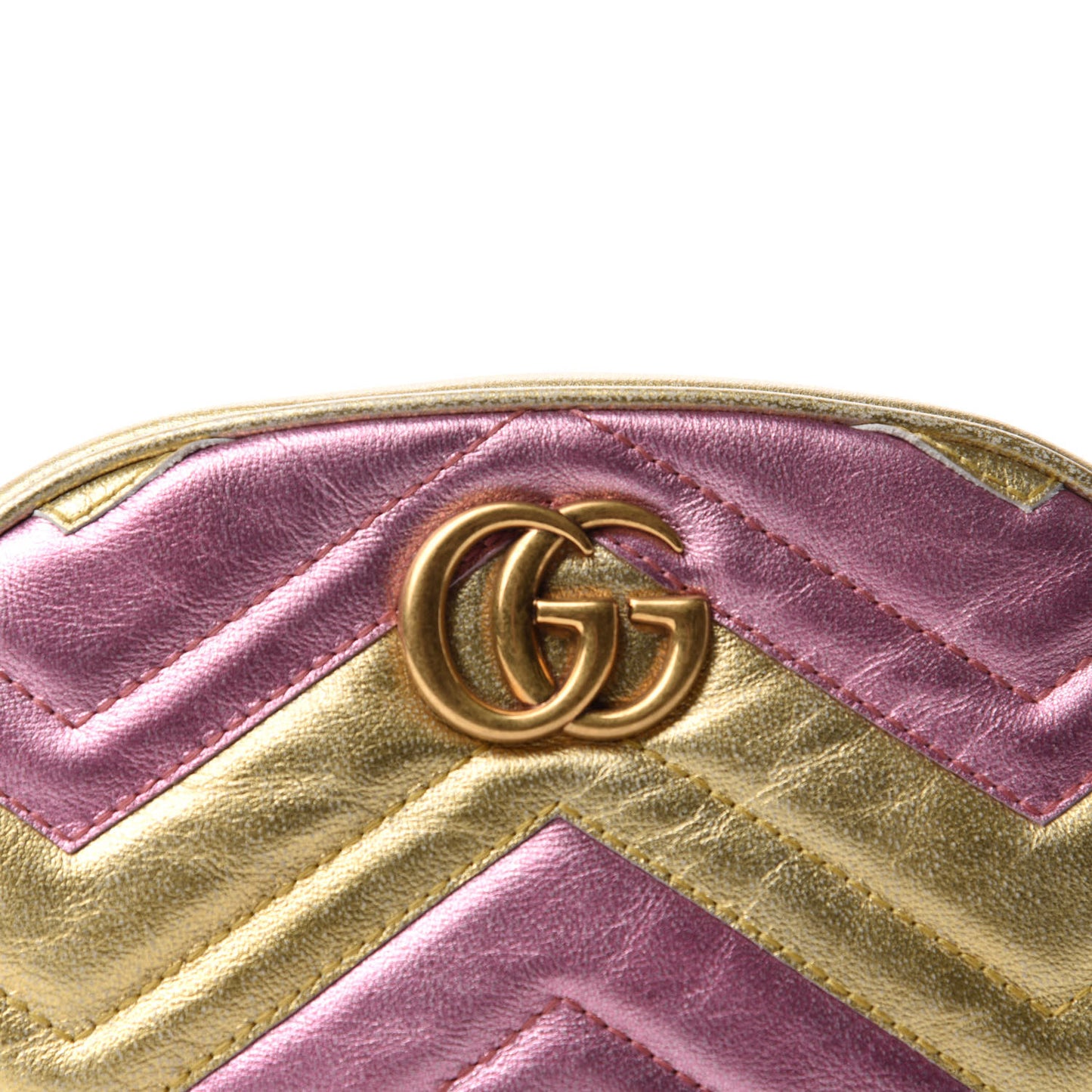Metallic Nappa Matelasse Heart GG Marmont Belt Bag 95 38 Oro Vecchio Rosa