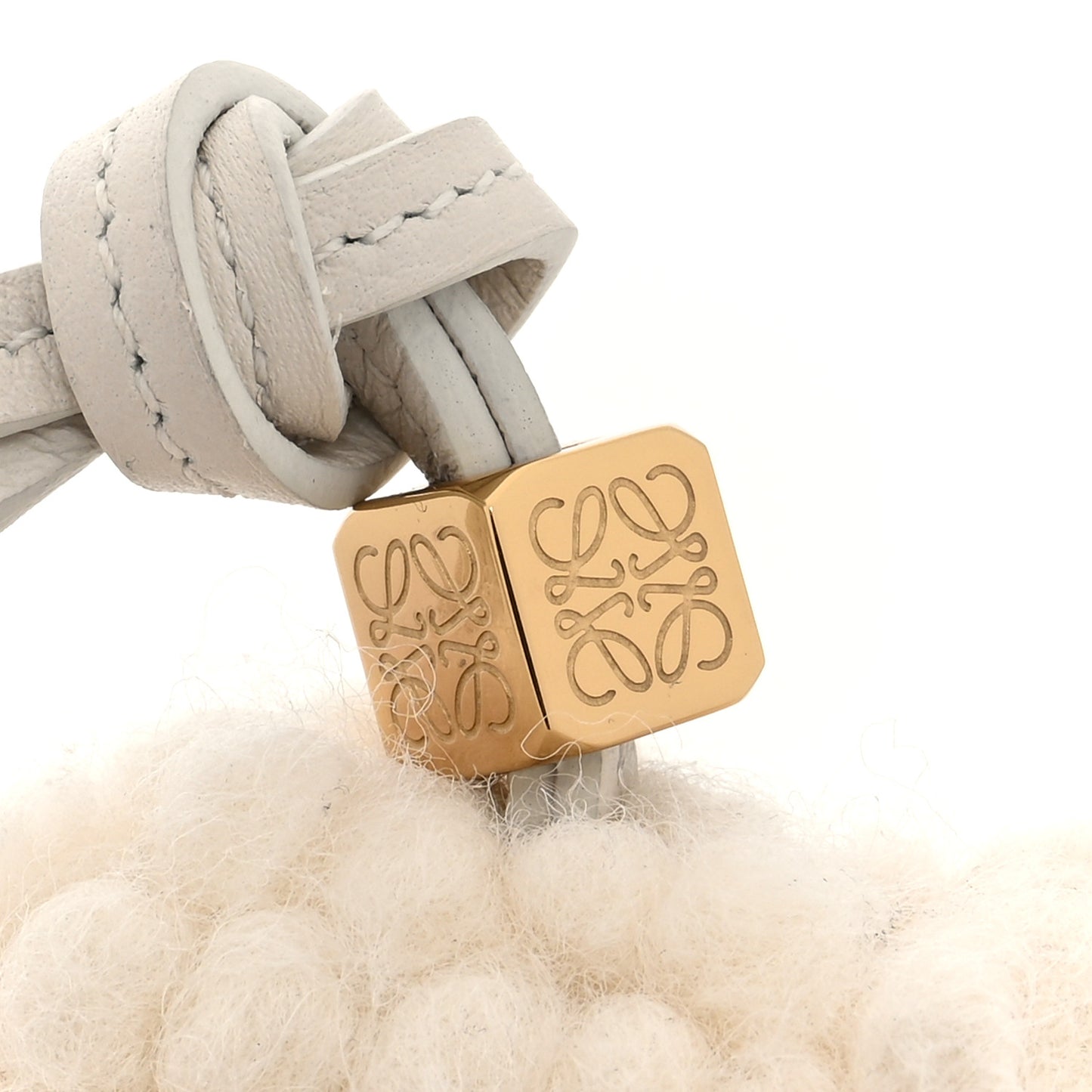 Calfskin Felt Sheep Bag Charm Soft White