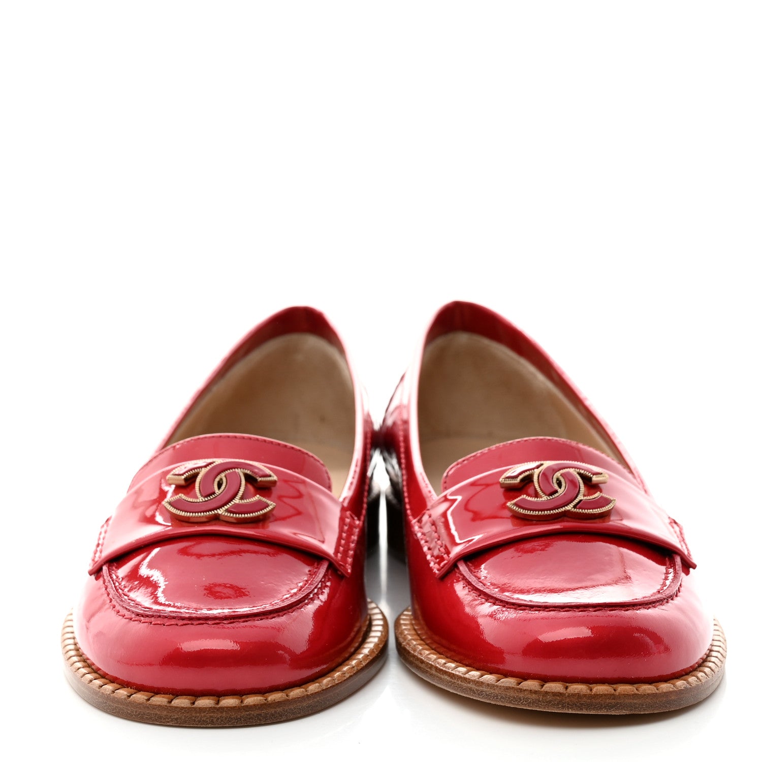 Chanel Patent CC Loafers 37 Red 2 of 10