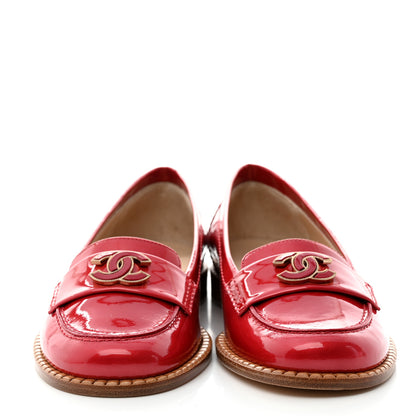 Chanel Patent CC Loafers 37 Red 2 of 10