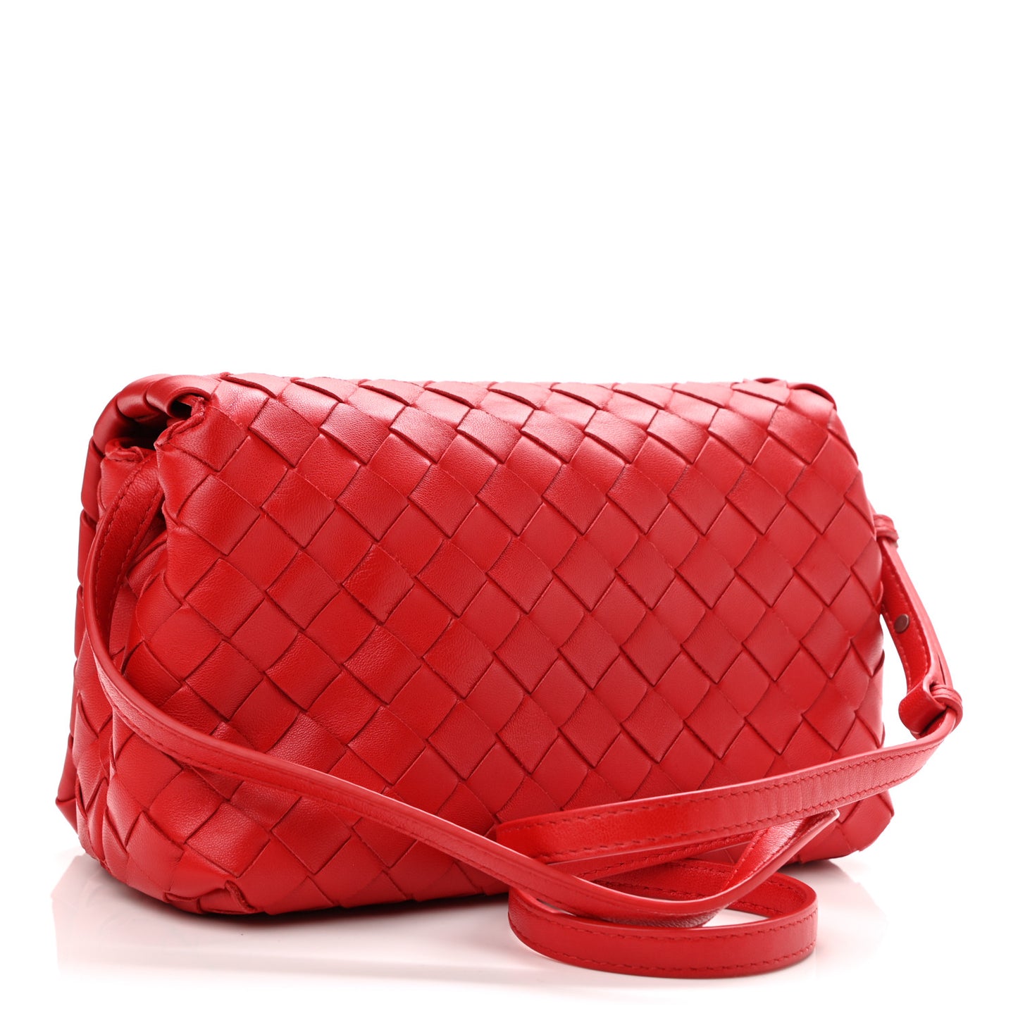 Nappa Intrecciato Crossbody Messenger Flap Red