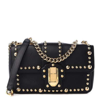 Dolce & Gabbana DOLCE&GABBANACalfskinLuciaStuddedChainShoulderBagBlack 1 of 8