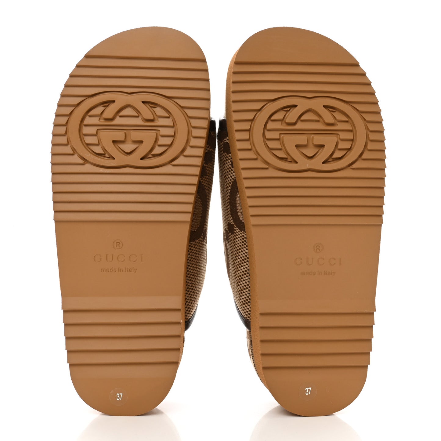 Monogram Jumbo GG Nappa Samoa Platform 40mm Slide Sandals 37 Camel Ebony New Acero