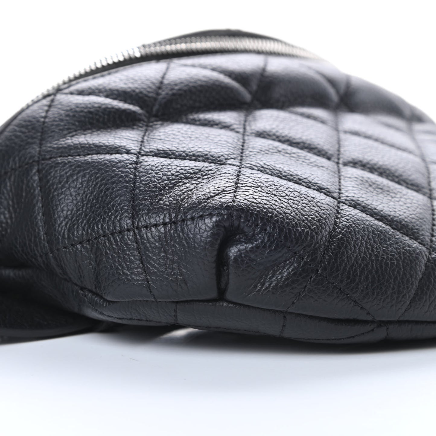 Grained Calfskin Quilted Waist Belt Bag Black
