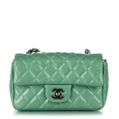 Chanel Patent Calfskin Quilted Mini Rectangular Flap Green 1 of 8