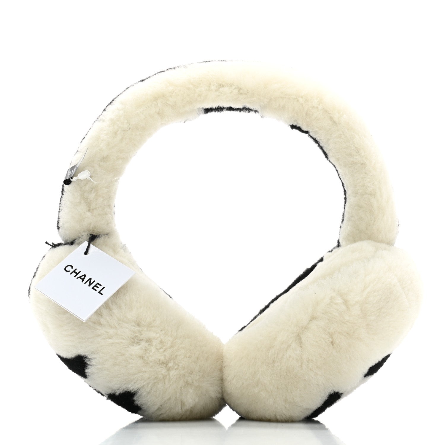 Chanel Shearling CC Bi-Color Ear Muffs White Black 3 of 5