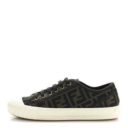 Fendi Fabric Jacquard FF Womens Domino Low Top Sneakers 39 Tobacco 1 of 9